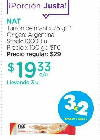 Farmacity Nat turrón de maní x 25 gr oferta