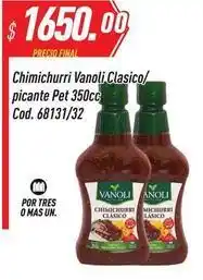Supermercados Comodin Vanoli - chimichurri clasico/ picante pet 350cc cod. 68131/32 oferta