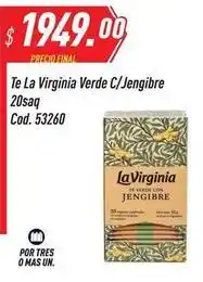 Supermercados Comodin La virginia - te verde c/jengibre 20saq cod. 53260 oferta