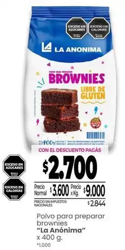 La Anonima La anónima - polvo para preparar brownies oferta