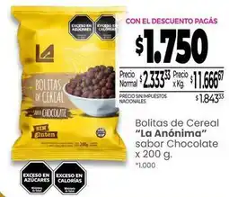 La Anonima La anónima - bolitas de cereal sabor chocolate oferta