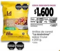 La Anonima La anónima - anillos de cereal sabor frutal oferta