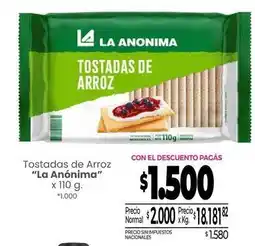 La Anonima La anónima - tostadas de arroz oferta