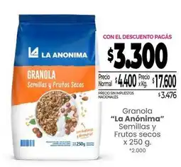La Anonima Granola semillas y frutos secos oferta