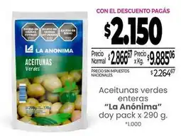 La Anonima La anónima - aceitunas verdes enteras oferta