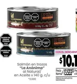 La Anonima La anónima - salmón en trozos oferta
