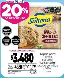 La Anonima La salteña - tapas para tartas mix de semillas oferta