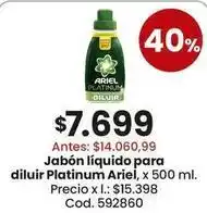 Coto Ariel - jabón líquido para diluir platinum , x 500 ml oferta