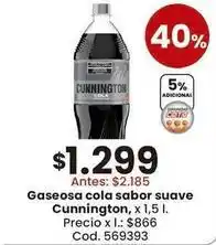 Cunnington - gaseosa cola sabor suave, cod. 569393