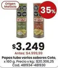 Coto Coto - papas tubo varios sabores oferta