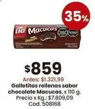 Coto Lia - galletitas rellenas sabor chocolate macucas oferta