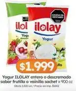 Cordiez Ilolay - yogur entero o descremado sabor frutilla o vainilla sachet oferta