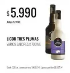 Supermercados Tadicor Tres plumas - licor oferta