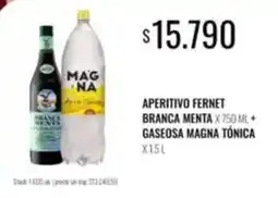 Supermercados Tadicor Fernet branca - aperitivo fernet branca menta + gaseosa magna tónica oferta