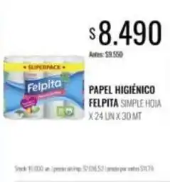 Supermercados Tadicor Felpita - papel higiénico simple hoja oferta