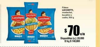 Cooperativa Obrera Fideos Lucchetti Mostachol Bucattini O Codito oferta