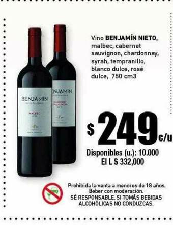 Cooperativa Obrera Vino Benjamín Nieto oferta