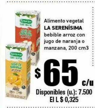 Cooperativa Obrera Alimento Vegetal La Serenísima oferta