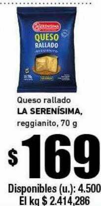 Cooperativa Obrera Queso Rallado La Serenísima Reggianito oferta