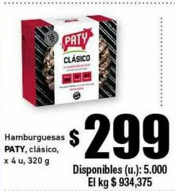 Cooperativa Obrera Hamburguesas Paty Clásico oferta