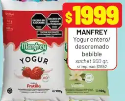 Almacor Manfrey yogur entero/ descremado bebible oferta