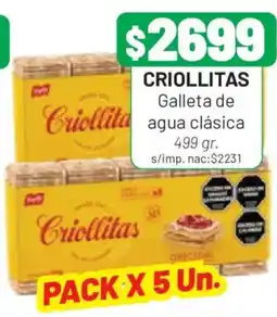 Almacor Criollitas galleta de agua clásica oferta