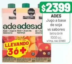 Almacor Ades jugo a base de soja vs sabores oferta