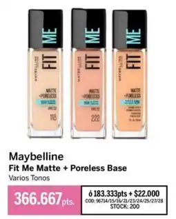 Pigmento Maybelline fit me matte + poreless base oferta
