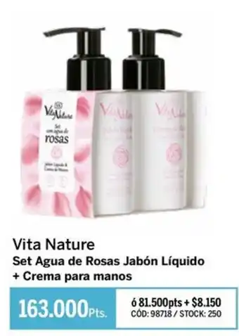 Vita nature set agua de rosas jabón líquido + crema para manos