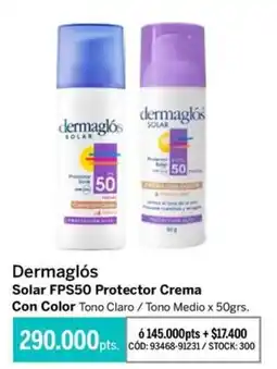 Pigmento Dermaglós solar fps50 protector crema con color tono claro / tono medio oferta