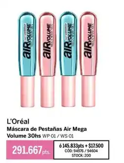 Pigmento L'Oréal máscara de pestañas air mega oferta