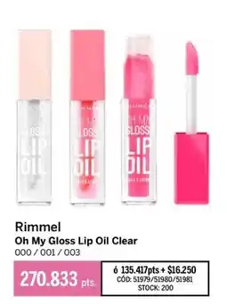 Pigmento Rimmel oh my gloss lip oil clear oferta