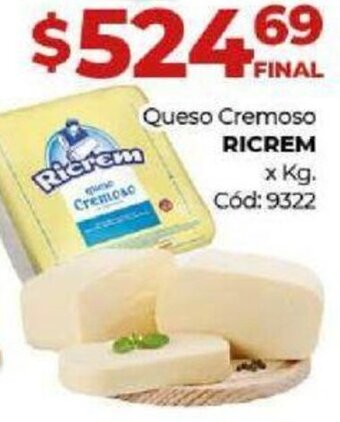 Diarco Queso Cremoso Ricrem x Kg. oferta