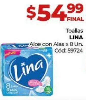 Diarco Toallas Lina Aloe con Alas x 8 Un. oferta