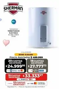 Cooperativa Obrera Sherman termotanque electrico oferta