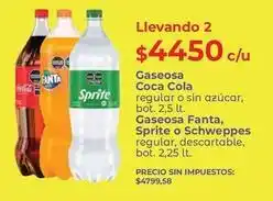 Supermercados Vea Coca cola - gaseosa regular o sin azúcar, bot. 2,5 lt. / gaseosa regular, descartable, bot. 2,25 lt oferta