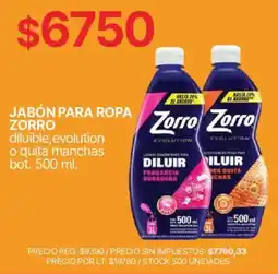 Supermercados Vea Zorro jabón para ropa diluible evolution o quita manchas oferta