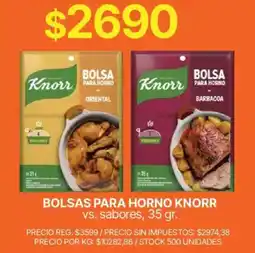 Supermercados Vea Knorr bolsas para horno oferta