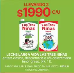Supermercados Vea Las tres niñas leche larga vida oferta
