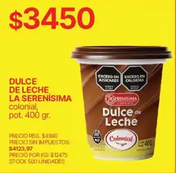 Supermercados Vea La serenisima dulce de leche colonial oferta