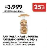 Bimbo - pan para hamburguesa artesano