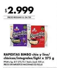 Disco Bimbo - rapiditas bimbo chia y lino/clásicas/integrales/light oferta