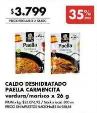 Disco Caldo deshidratado paella carmencita verdura/marisco oferta