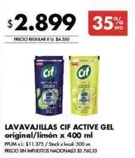 Disco Cif - lavavajillas active gel original/limón oferta