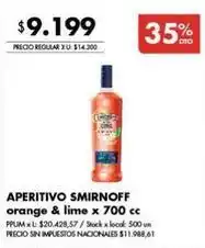 Disco Smirnoff - aperitivo orange & lime oferta