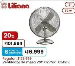 Coto Liliana - ventilador de mesa vsor12 oferta