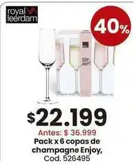 Coto Royal - pack x 6 copas de champagne enjoy, cod. 526495 oferta