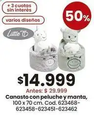 Canasto con peluche y manta, 100 x 70 cm. cod. 623468-623458-623451-623462