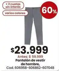 Coto Pantalón de vestir de hombre, cod. 606958-606862-607048 oferta