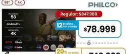 Coto Philco - tv 58 4k android tv oferta